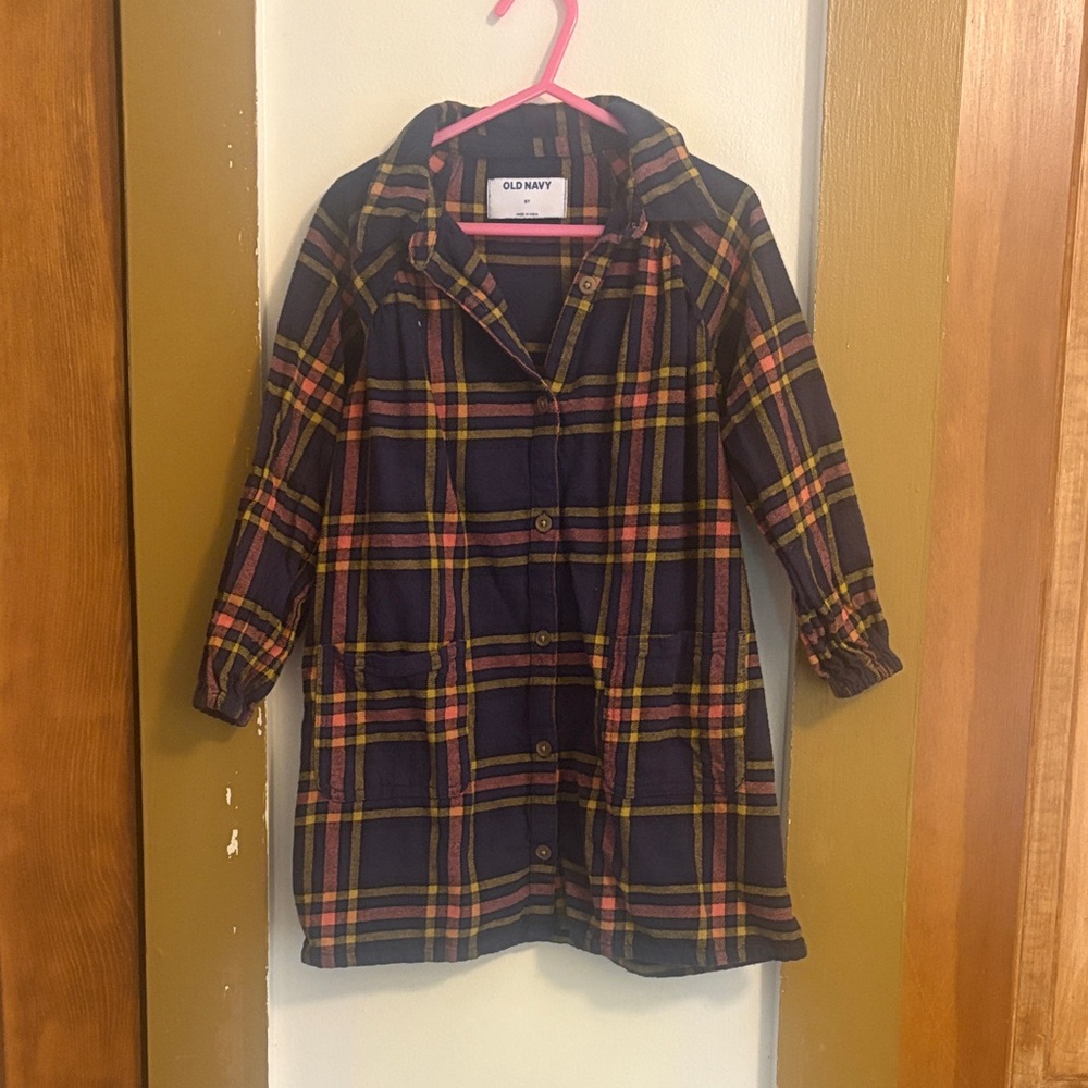 Old Navy Kids Plaid Dress- Navy and Yellow